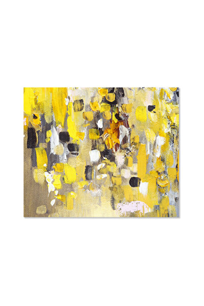 Printoot Yellow Abstract Canvas Wall ArtBold Contemporary Painting Print Vibr...