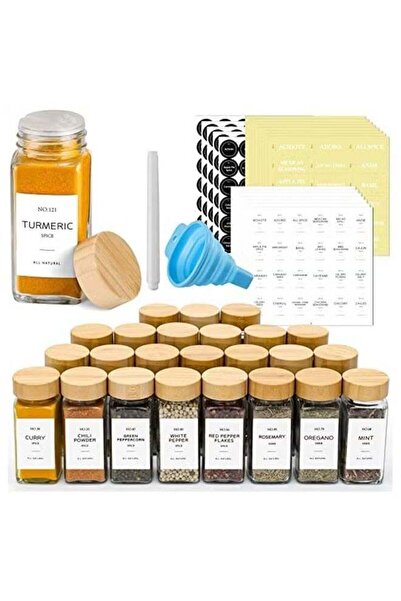 Arabest 24 Pcs Spice Jars,Collapsible Funnel ,Seasoning Storage Bottles for Spice Rack, Cabinet, Drawer