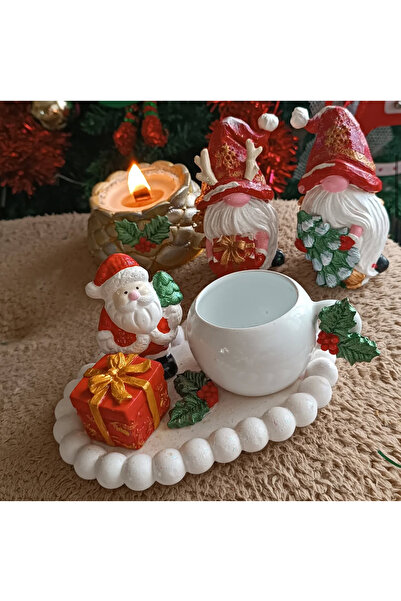 AKA DESIIGN Yılbaşı Hediyelik Noel Babalı Kahve Fincanı ve Altlığı