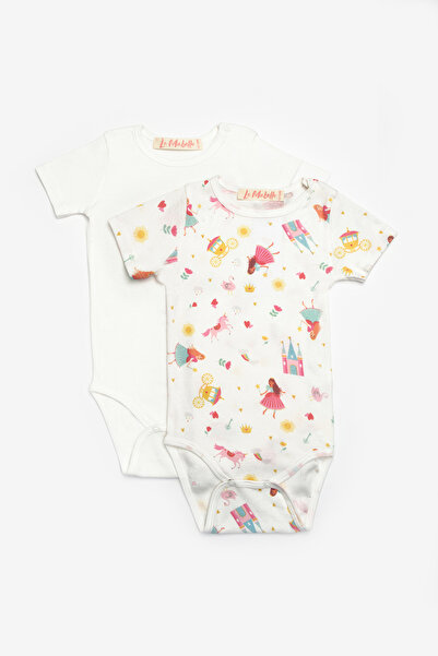 Le Mabelle White Floral Patterned Double Baby Girl Bodysuit Set - Zoe