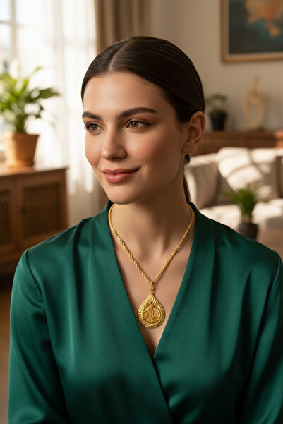 Hakan Güler Kuyumculuk Altın Damla Model Kolye Uçlu Halat Zincir – 22 Ayar Gö...