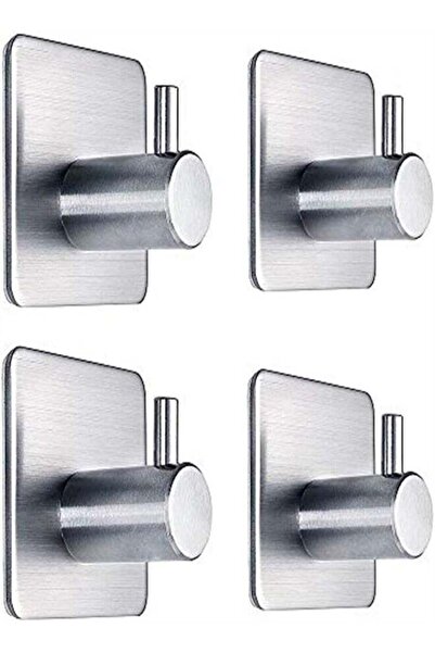 Arabest Stainless Steel Strong Adhesive Hook , Bathroom And Kitchen Single Hook Four Piece Set