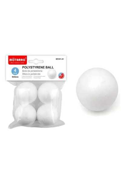MOTARRO كرات إسفنجية بيضاء من البوليسترين بقطر 45 مم (ME001-45) - للحرف اليدوية، والأعمال اليدوية، والنمذجة، وزينة عيد الميلاد
