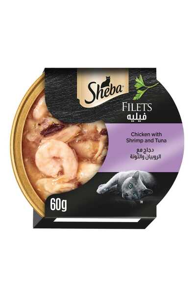SHEBA Chicken with Shrimp and Tuna Cat Food 60 g Gourmet Nutrition for Adult Cats 1+ Years