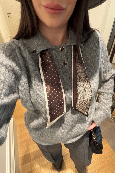 MAGARDE Design Fluarlı Premium Sweater - Gray