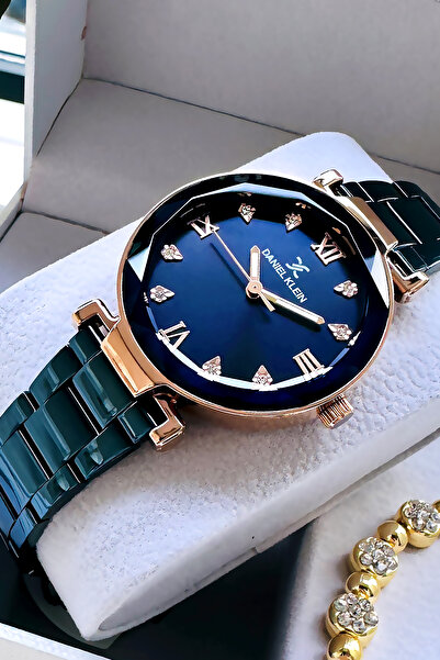 Daniel Klein Cutting Glass Original Women's Wristwatch Waterproof Navy Blue Steel Band - Bracelet Gift Dkby2055C1