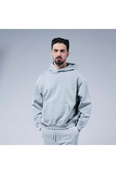 SWAG Plain oversized hoodie with a hood, spacious kangaroo pocket, and elasticated hem - Grey