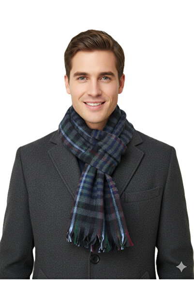 Oppland Men's Winter Scarf Striped Cotton Knitted Tasseled Soft Textured Stylish and Softline Model