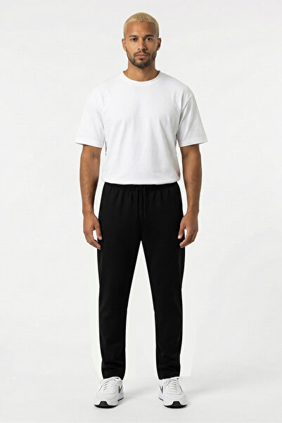 Cottonland Men's Carlo Two Thread Lycra Regular Waist Relaxed Fit Stretch Pants Black