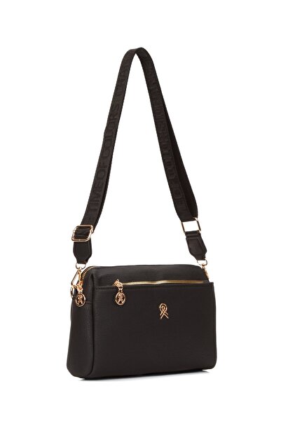 Eliza Women's Black Patterned Long Strap Shoulder Bag