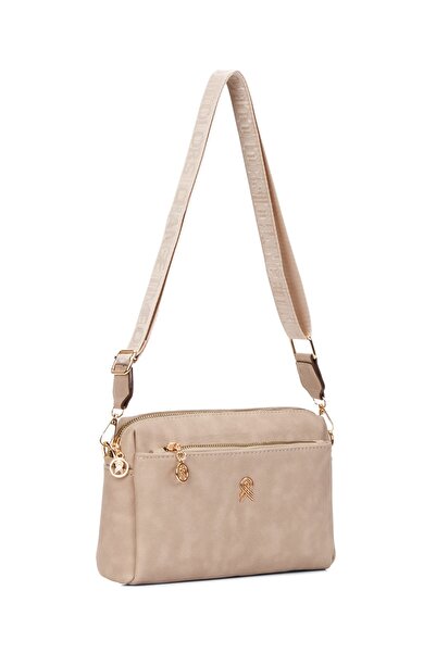 Eliza Women's Beige Patterned Long Strap Shoulder Bag