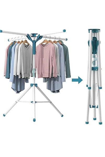 Arabest رف تجفيف ملابس ثلاثي القوائم بأربعة فروع، رف ملابس قابل لتعديل الارتفاع، موفر للمساحة للاستخدام الخارجي