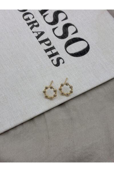 Hedef Bijuteri Zircon Stone Gold Color Mini Hoop Surrounding Stone Nail Earrings Cm18