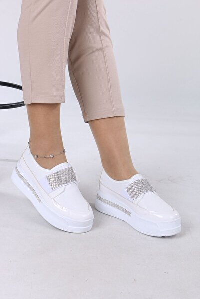 AĞCA AYAKKABI Women's Sneakers with Stones and Bands