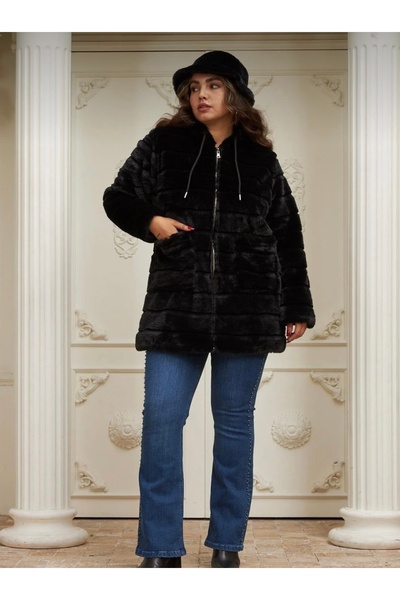 Asbap Butikk Kadın Siyah Kürk Kaban