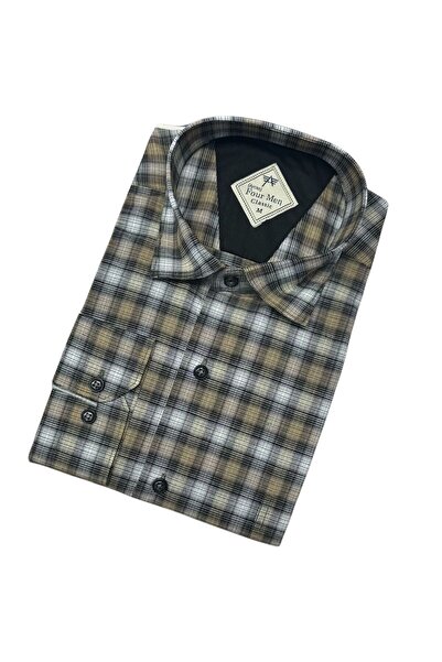 GÖMLEK GALERİSİ Men's Classic Wide Cut Plaid Long Sleeve Shirt