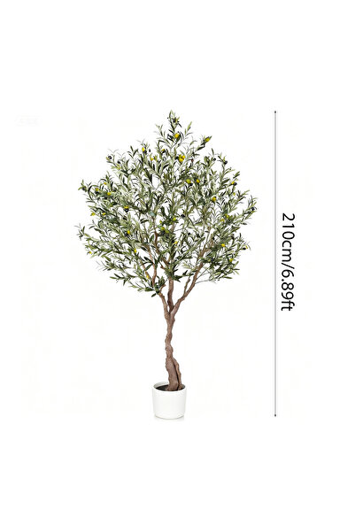 ZVEZVIA 210cm Artificial Tree Olive in Pot with Realistic Fruit & Branches, Indoor/Outdoor Home Decor Gift