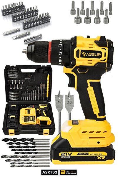 ASSUR 21V Çift Akülü Vidalama Çelik Mandren Kömürsüz Darbeli Şarjlı Matkap