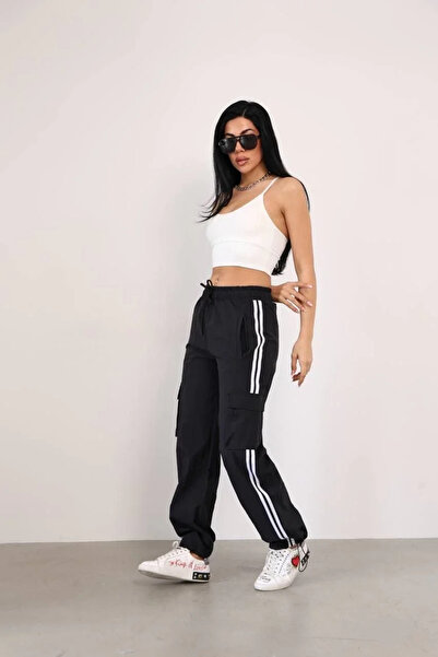 BLACK MODBLACK Parachute Fabric Cargo Pocket Piece Baggy Tracksuit - Black