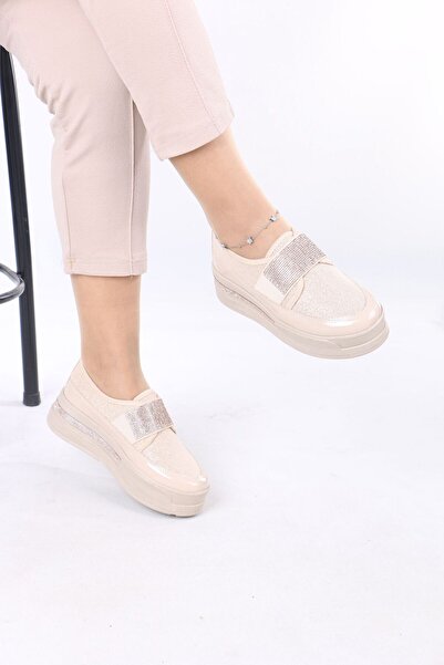 AĞCA AYAKKABI Women's Sneakers with Stones and Bands