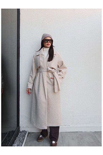 ESRAHELVACI Double Breasted Sleeve Belted Belted Wool Coat