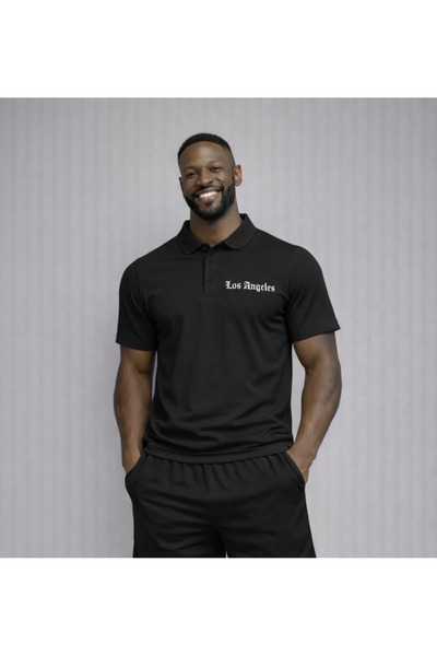 NOFLEN Ανδρικό μπλουζάκι με στάμπα Los Angeles και λαιμόκοψη πόλο