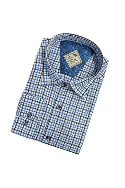 GÖMLEK GALERİSİ Men's Classic Wide Cut Plaid Long Sleeve Shirt