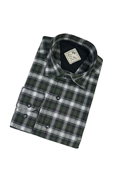 GÖMLEK GALERİSİ Men's Classic Wide Cut Plaid Long Sleeve Shirt