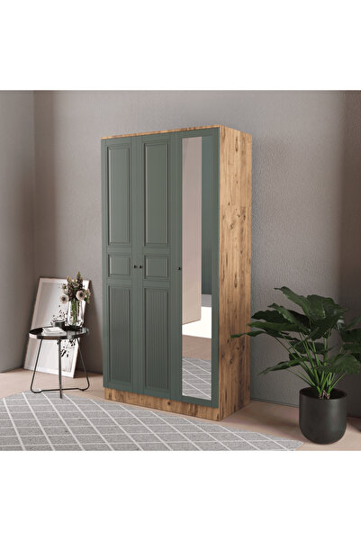 Teen & Bright NİL 3 KAPAKLI EKO BAZALI GARDIROP - MDF KAPAK