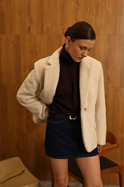 salome butik سترة نسائية ناعمة ذات شعر كثيف