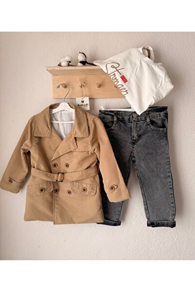 Babudi Erkek Çocuk Trençkot Set Pantolon-Bluz