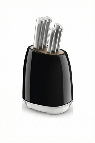 LUNA HOME LUNAHOME Black Stainless Steel Knife Block Set – 6 Knives Included