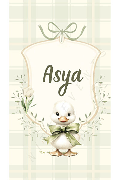 Nice events Ördekli yeşil karşılama panosu 75x50 cm kişiselleştirilebilir