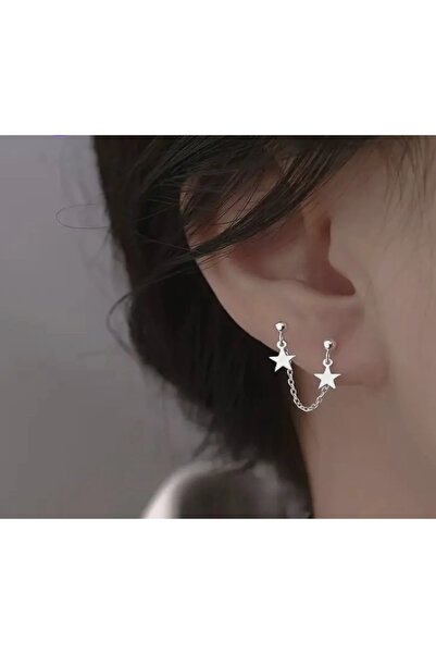 ADR Kadın Çift İğneli Yıldız Detaylı Tasarım Kolye