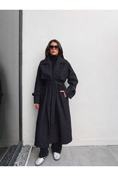 ESRAHELVACI Double Breasted Sleeve Belted Belted Wool Coat