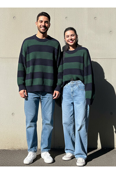 Dier Moda Women's Black Ecru Striped Sweater Lover Combination - 2-Piece Set ...