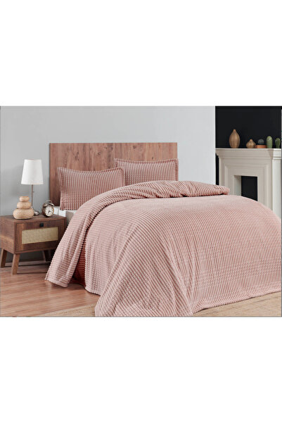 Merinos Modern Line 3 Parça Battaniye Seti - Blush