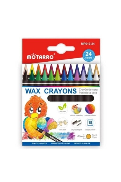 MOTARRO 24-Color Wax Crayons MP013-24 – Safe, Non-Toxic, Easy to Sharpen, Round-Shaped