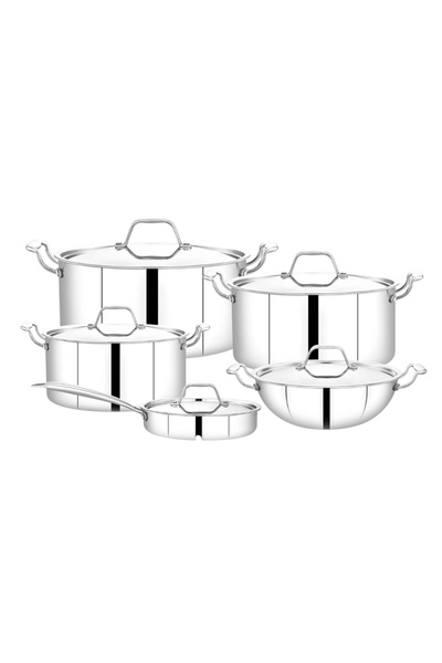 Maxima Maxima Stainless Steel Cookware Set, Indian Made | 10-Piece Non-Stick Triple Layer Base