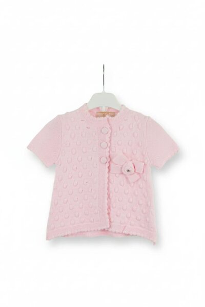 kidello Pink bow polka dot children's knit vest & cardigan |   3-6, 6-9, 9-12