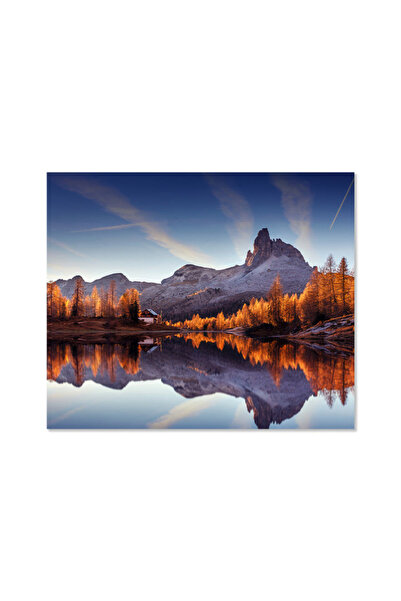 Printoot Mountain Lake Reflection Canvas Wall Art Autumn Landscape Print for ...