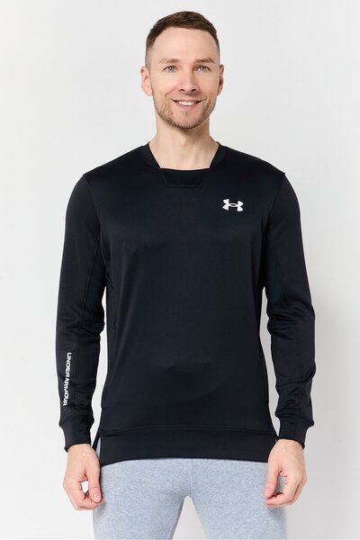 Under Armour Men Fitted Long Sleeve Terry Outdoor Sweatshirt, Black