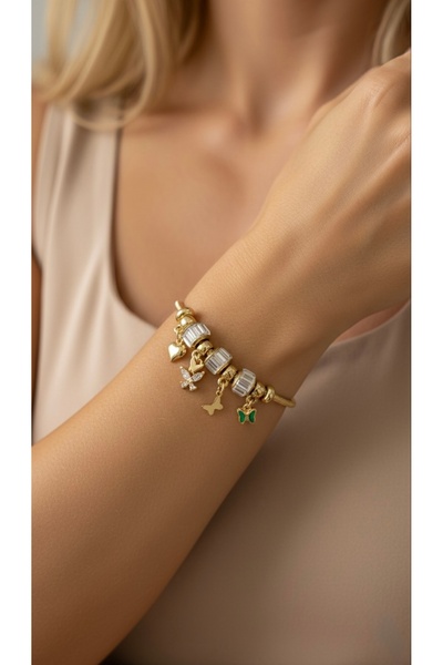 İNN JEWELLERY Steel Bracelet, Tarnish-Free, Anti-Allergic, with Butterfly Cha...