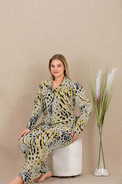 REN Women's plus size buttoned pajama set, belmando woven viscose fabric