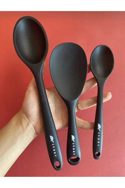 IVORY 3-Pack Hard Silicone Spoon Black