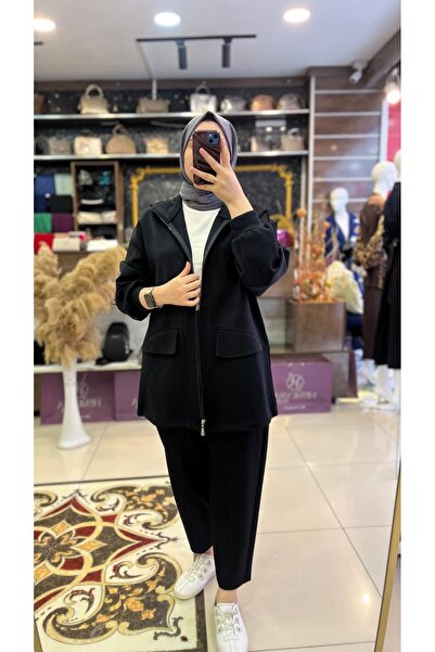 HUMEYRA Hooded Bomber with Cut-Out and Pocket Details