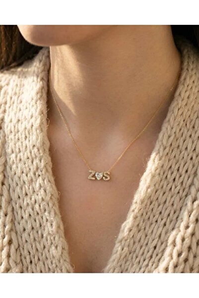 WhosAccessories Çift Harfli Kalp Kolye |925 Ayar Gümüş