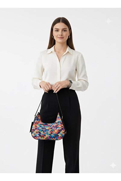 Paydey Τσάντα μπαγκέτας με μοτίβο με φερμουάρ και επεκτάσιμο λουράκι