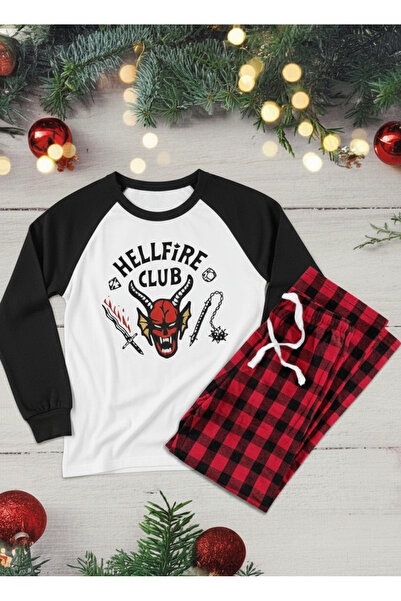 BALİNA Бял комплект пижама Stranger Things с рагланови ръкави, черни ръкави и...