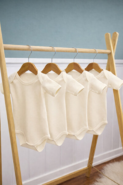 moukou Size 4 from Birth, 100% Cotton Snap Fastener Baby Bodysuit Short Sleeve Newborn, 3 Months, 6 Months, 9 Months